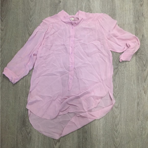 Medium Pink Sheer Raw Silk Wilfred Top - Picture 1 of 2
